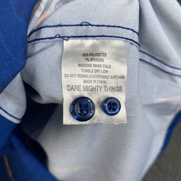 RSVLTS Shirt Mens Large Blue Surfer Button Up Short Sleeve Beach Summer Fun - Picture 9 of 11